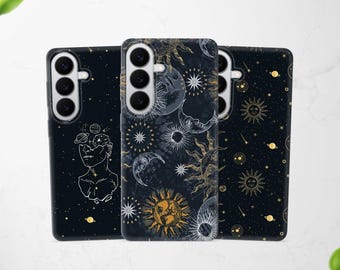 Celestial Space Phone Case Moon Trippy Cover fits Samsung S26 S25 Ultra S24 S23 S22 S21 A56 A55 A54 A52s A37 A36 A17 A16 A15