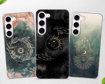 Astrology Trippy Celestial Moon Phone Case fits Samsung S25 Ultra S24 FE S23 A56 A36 A26 A16 A15 & iPhone 17 Pro Max 16 15