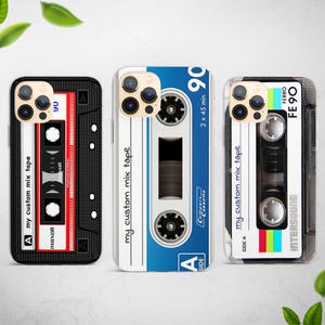 Cassette personnalisée pour iPhone 16 15 Pro 14 13 12 11 compatible avec Samsung S25 S24 FE S23 S22 A55 A54 A16 A15 et Pixel 9 8