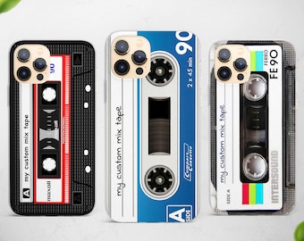 Custom Cassette Tape Phone Case fit for iPhone 16 15 Pro 14 13 12 11 fits Samsung S25 S24 FE S23 S22 A55 A54 A16 A15 and Pixel 9 8