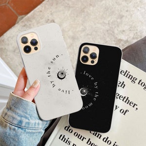 Funda de teléfono con diseño de pareja de lunas, compatible con iPhone 16, 15, Pro, 14, 13, 12 y 11, compatible con Samsung S25, S24, FE, S23, S22, A55, A54, A16, A15 y Pixel 9, 8