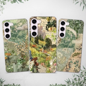 Custodia per telefono vintage Fairycore Collage adatta a Samsung S25 S24 Ultra S23 S22 S21 S20 FE adatta a Samsung A56 A55 A54 A53 A52 A35 A16 A15 A14
