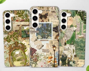 Cottagecore Phone Case Fairy Scrapbook Cover fits Samsung S26 Ultra S25 FE S24 A57 A56 A55 A54 A52 A37 A36 A17 A16
