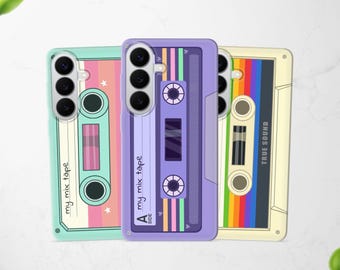 Personalized Cassette Tape Phone Case fits Samsung S26 Ultra S25 FE S24 S23 S22 fit Samsung A57 A56 A55 A54 A53 A52 A35 A17 A16 A15