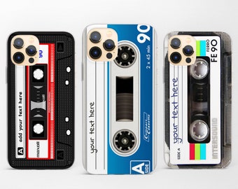 Custom Cassette Tape Phone Case fit iPhone 15 Pro 14 13 Mini 12 11 fits Samsung S24 S23 S22 S21 A54 A72 and Pixel XL 8A 7 6 Pro