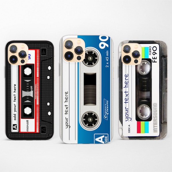 Custom Cassette Tape Phone Case fit iPhone 15 Pro 14 13 Mini 12 11 fits Samsung S24 S23 S22 S21 A54 A72 and Pixel XL 8A 7 6 Pro