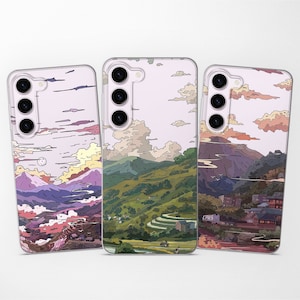 Coque pour téléphone portable Anime japonais terrasse pour Samsung S25 S24 S23 Ultra S22 S21 S20 FE pour Samsung A56 A55 A54 A53 A52 A35 A16 A15 A14