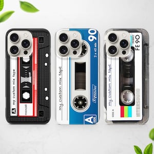 Custom Cassette Tape Phone Case for iPhone 17 Pro Max 16e 15 14 13 12 fits Samsung S26 S25 Ultra S24 FE A56 A17 A16 Pixel 10 9a