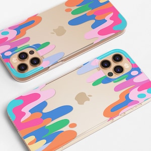 Clear Abstract Colorful Trendy Phone Case fits Samsung S25 S24 S23 Ultra S22 S21 S20 FE fit Samsung A56 A55 A54 A53 A52 A35 A16 A15 A14