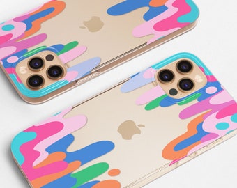 Clear Abstract Colorful Trendy Phone Case fits Samsung S25 S24 S23 Ultra S22 S21 S20 FE fit Samsung A56 A55 A54 A53 A52 A35 A16 A15 A14