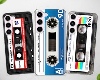 Custom Cassette Tape Phone Case fits Samsung S25 S24 S23 Ultra S22 S21 S20 FE fit Samsung A56 A55 A54 A53 A52 A35 A16 A15 A14
