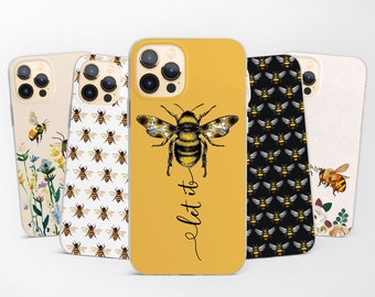 Bee Bumblebee Honey Phone Case for iPhone 17 Pro Max, Air, 16e, 15, 14, 13 fits Samsung S25 Ultra, S24 FE, A56, A16 and Pixel 10, 9