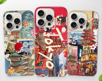 Custodia per telefono giapponese estetica con motivo Monte Fuji per iPhone 17 16 15 14 13, compatibile con Samsung S25 S24 A56 A17 A16 e Pixel 10 9a