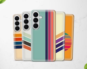 Retro Strips Mobilskal Abstrakta Linjer Passar Samsung S26 S25 Ultra S24 S23 S22 A57 A56 A55 A54 A52s A36 A26 A17 A16 A15