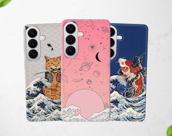 Japanese Wave Phone Case Anime Cover fits Samsung S25 Ultra S24 S23 S22 S21 fit Samsung A56 A55 A54 A52s A36 A17 A16 A15