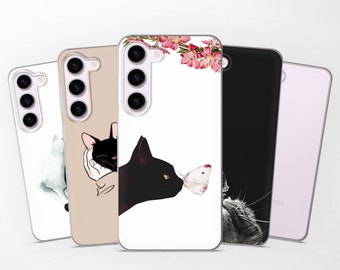 Cute Black Cats Phone Case fits Samsung S25 S24 S23 Ultra S22 S21 S20 FE fit Samsung A56 A55 A54 A53 A52 A35 A16 A15 A14