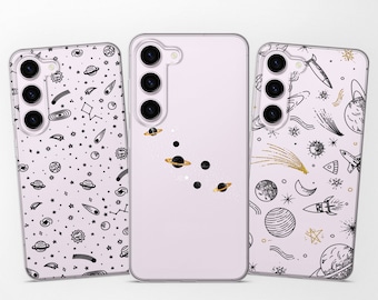 Himmlischen Mond Space Sterne Handytasche Hülle passend für Samsung S25 S24 S23 Ultra S22 S21 S20 fit Samsung A56 A55 A54 A53 A52 A35 A16 A15 A14