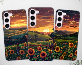 Sunflower Phone Case Flower Cover fits Samsung S25 Ultra S24 S23 S22 S21 fit Samsung A56 A55 A54 A52s A36 A17 A16 A15