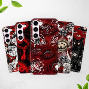 Gothic Creepy Eye telefoonhoesje Dark Aesthetic Cover past Samsung S26 S25 Ultra S24 S23 S22 S21 fit Samsung A57 A56 A55 A54 A36 A17 A16