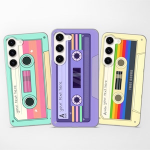 Personalized Cassette Tape Phone Case fits Samsung S24 S23 Ultra S22 S21 S20 FE fit Samsung A54 A53 A52 A52s A34 A32 A25 A15 A14 A13 A12
