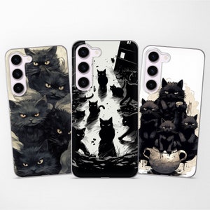 Society6 ケース Black Cat by Good Sense Cute Curious Black Cat Case Clear Cover Fits Samsung S24