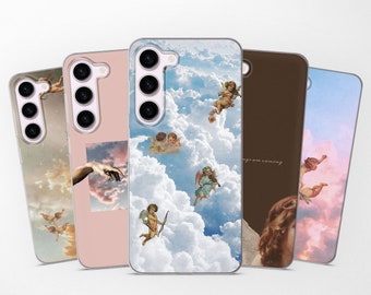Funda de teléfono cristiana con ángel querubín compatible con Samsung S25, S24 Ultra, S23, S22, S21, S20 FE y Samsung A56, A55, A54, A53, A52, A35, A16, A15 y A14.