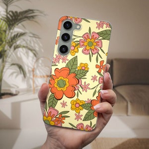 Retro Flower Hippie Phone Case fits Samsung S25 S24 Ultra S23 S22 S21 S20 FE fit Samsung A56 A55 A54 A53 A52 A35 A16 A15 A14
