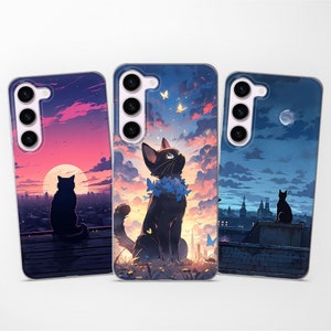 Coque de téléphone peinture anime chat mignon pour Samsung S25 S24 Ultra S23 S22 S21 S20 FE pour Samsung A56 A55 A54 A53 A52 A35 A16 A15 A14
