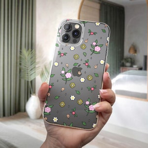 Clear Aesthetic Flower Phone Case fit for iPhone 16 15 Pro 14 13 12 11 fits Samsung S25 S24 FE S23 S22 A55 A54 A16 A15 and Pixel 9 8