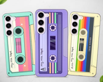 Personalized Cassette Tape Phone Case fits Samsung S25 S24 S23 Ultra S22 S21 S20 FE fit Samsung A56 A55 A54 A53 A52 A35 A16 A15 A14