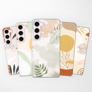 Boho Minimalist Phone Case Floral Cover fits Samsung S25 S24 S23 Ultra S22 S21 S20 FE fit Samsung A56 A55 A54 A53 A52 A35 A16 A15 A14