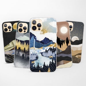 Abstract Mountain Nature Phone Case fit for iPhone 16 15 Pro 14 13 12 11 fits Samsung S25 S24 FE S23 S22 A55 A54 A16 A15 and Pixel 9 8