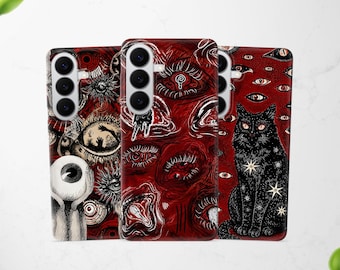 Funda para teléfono con diseño de ojo gótico espeluznante, estética oscura, compatible con Samsung S26, S25 Ultra, S24, S23, S22 y S21. Compatible con Samsung A57, A56, A55, A54, A36, A17 y A16.