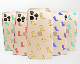 Clear Dino Dinosaur Phone Case for iPhone 17 Pro Max, Air, 16e, 15, 14, 13 fits Samsung S25 Ultra, S24 FE, A56, A16 and Pixel 10, 9