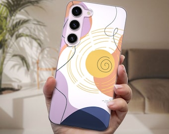 Minimalist Sun Phone Case Abstract Modern Cover fits Samsung S25 Ultra S24 S23 S22 S21 FE fit Samsung A56 A55 A54 A52s A36 A17 A16 A15