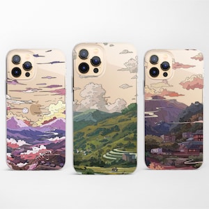 Japanese Anime Nature Phone Case fit for iPhone 16 15 Pro 14 13 12 11 fits Samsung S25 S24 FE S23 S22 A55 A54 A16 A15 and Pixel 9 8