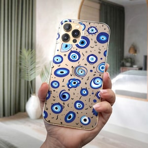 Spiritual Evil Eye Phone Case fit for iPhone 16 15 Pro 14 13 12 11 fits Samsung S25 S24 FE S23 S22 A55 A54 A16 A15 and Pixel 9 8