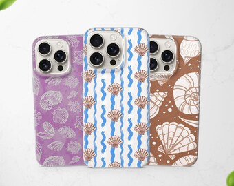Coastal Ocean Phone Case Dainty Seashell Cover for iPhone 17 Pro Max 17e 16 15 Pro 14 13 12 mini 11 fit Samsung S26 A57 A17 & Pixel 10 9a