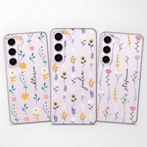 Personalised Phone Case Custom Flower Cover fits Samsung S25 S24 S23 Ultra S22 S21 S20 FE fit Samsung A56 A55 A54 A53 A52 A35 A16 A15 A14