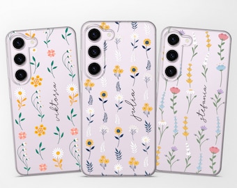 Personalised Phone Case Custom Flower Cover fits Samsung S26 S25 Ultra S24 S23 S22 fit Samsung A57 A56 A55 A54 A36 A17 A16 A15