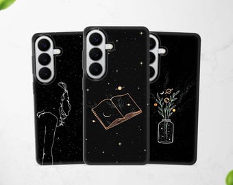 Celestial Line Art Phone Case Stars Moon Cover fits Samsung S26 S25 Ultra S24 S23 S22 fit Samsung A57 A56 A55 A54 A52s A36 A17 A16 A15