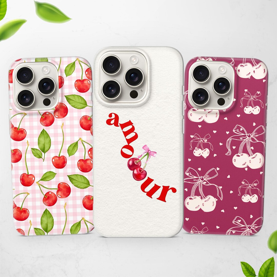 Red Cherry Blossom Phone Case Berry Cover for iPhone 17 Pro Max, Air ...