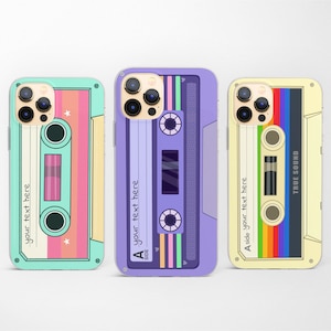 Custom Cassette Tape Phone Case fit iPhone 15 Pro 14 13 Mini 12 11 fits Samsung S24 S23 S22 S21 A54 A72 and Pixel XL 8A 7 6 Pro