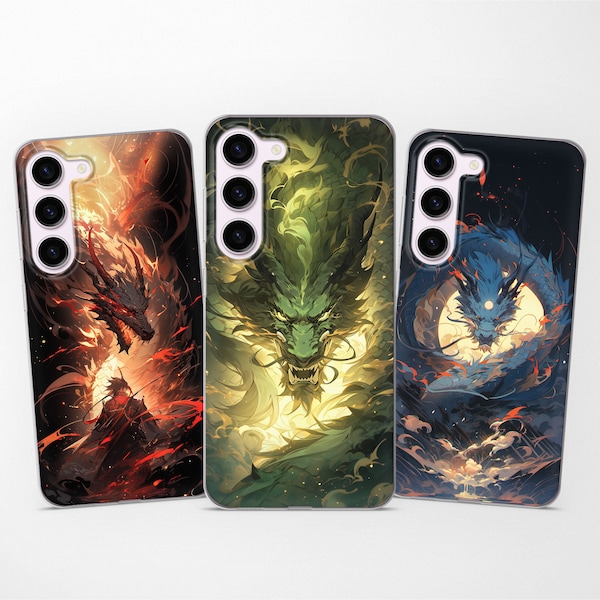 Japanese Anime Dragon Phone Case fits Samsung S24 S23 Ultra S22 S21 S20 FE fit Samsung A54 A53 A52s A34 A32 A25 A15 A14 A13 A12