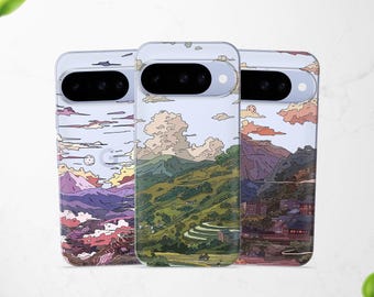 Anime Japanese Terrace Field Phone Case for Google Pixel 10a 10 Pro XL 9a 8 7 iPhone 17 Pro 16 15 14 13 fit Samsung S25 Ultra S24 A56 A16