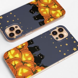 Pumpkin Black Cat Phone Case fit for iPhone 16 15 Pro 14 13 12 11 fits Samsung S25 S24 FE S23 S22 A55 A54 A16 A15 and Pixel 9 8