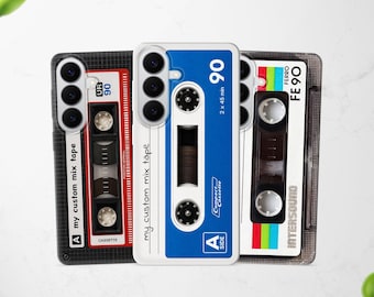 Custom Cassette Tape Phone Case fits Samsung S26 S25 S24 S23 Ultra S22 fit Samsung A57 A56 A55 A54 A53 A52 A37 A35 A17 A16