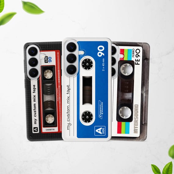 Custom Cassette Tape Phone Case fits Samsung S26 S25 S24 S23 Ultra S22 fit Samsung A57 A56 A55 A54 A53 A52 A37 A35 A17 A16