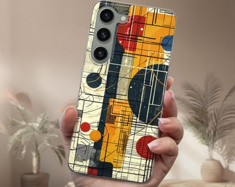 Retro Geometric Phone Case Vintage Cover fits Samsung S25 S24 Ultra S23 S22 S21 fit Samsung A56 A55 A54 A53 A52 A35 A16 A15 A14
