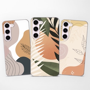 Boho Leafs Aesthetic Phone Case fits Samsung S25 S24 S23 Ultra S22 S21 S20 FE fit Samsung A56 A55 A54 A53 A52 A35 A16 A15 A14